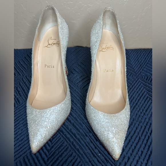 ❌SOLD ON EBAY❌Authentic Christian Louboutin White Glitter 37.5 - Picture 2 of 8